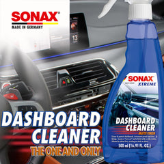 SONAX foam texture on textured dash showing gentle lift of dirt