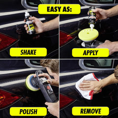 SONAX before and after panel showing swirl removal and restored gloss