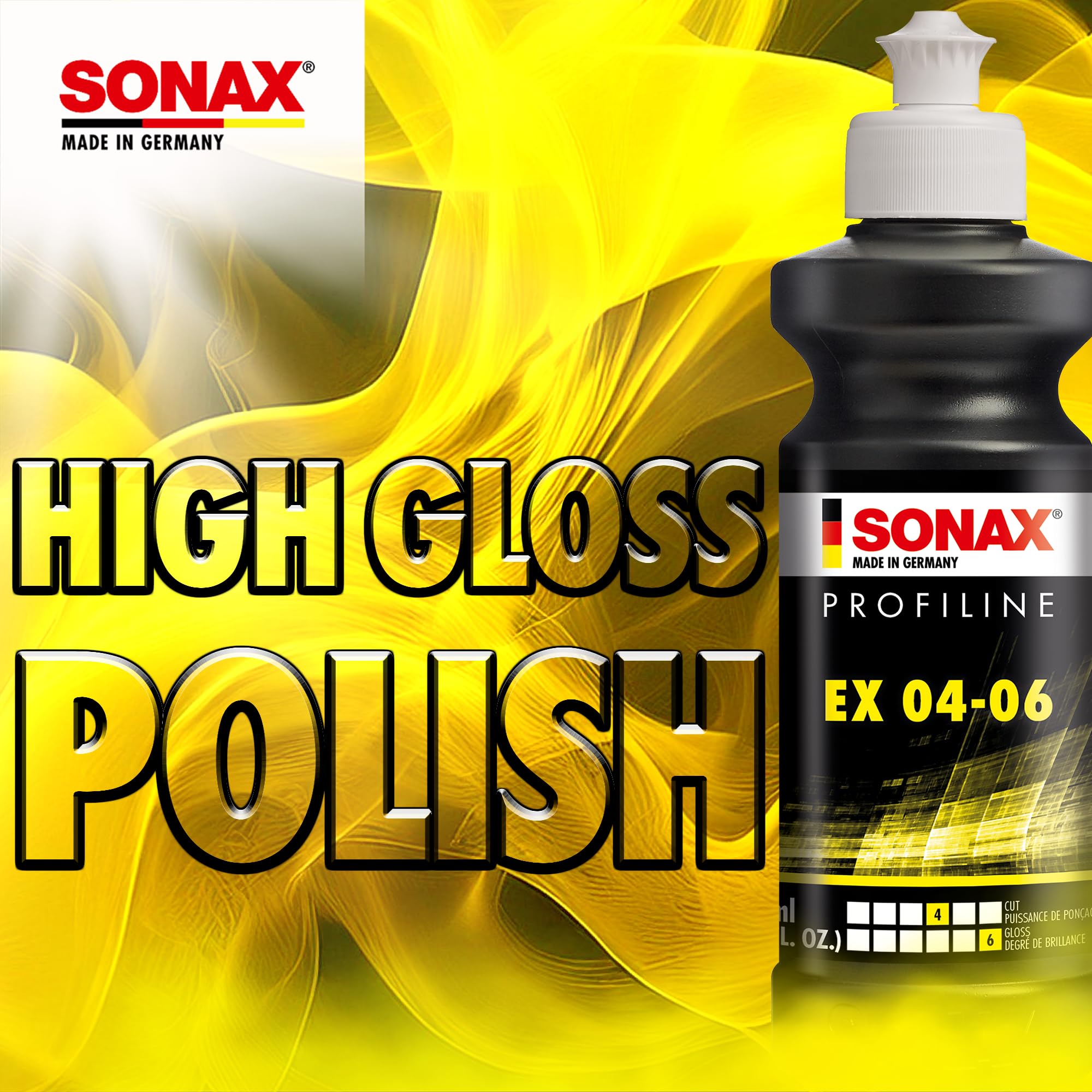 SONAX 250 ml bottle beside ruler showing size and travel-friendly convenience
