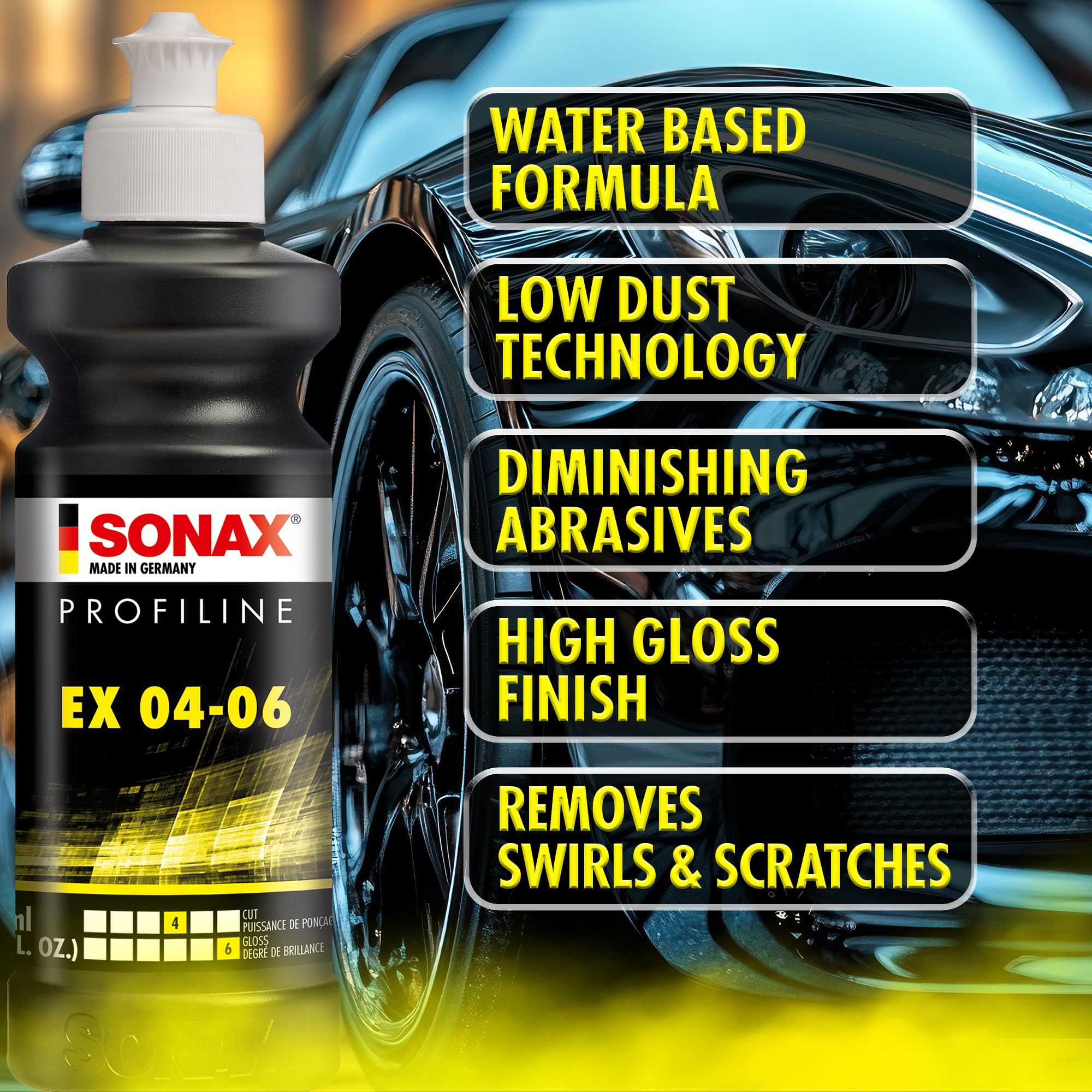 SONAX with orange and gray pads showing recommended pad pairing for DA polishers