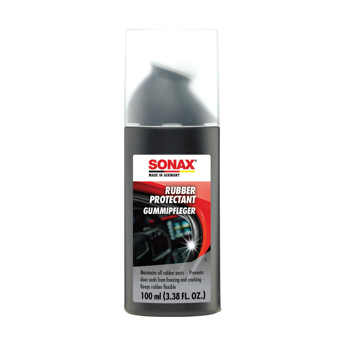 SONAX front label showing product and compact 100 ml size benefit