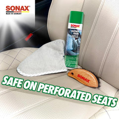 SONAX on perforated leather seat preventing soak-through and damage