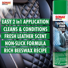 SONAX foam texture close-up demonstrating gentle cleaning action