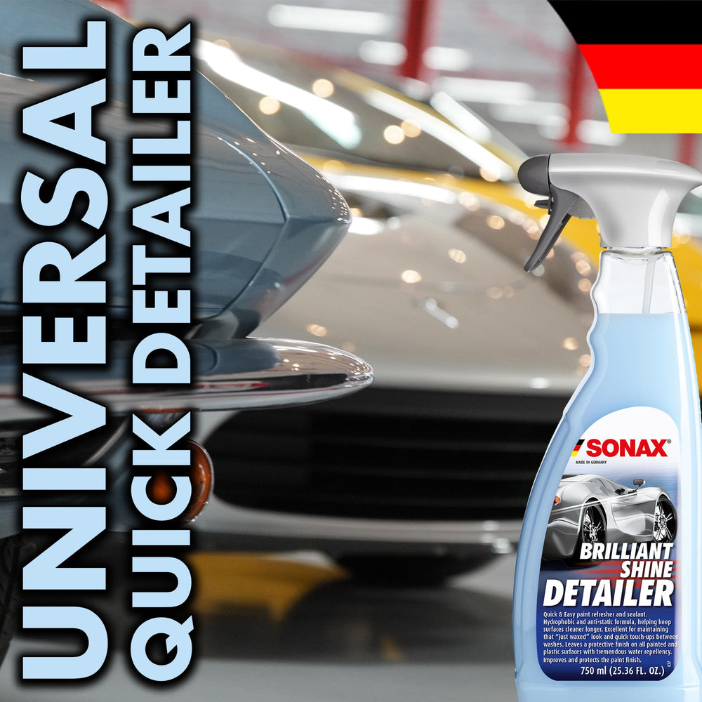 SONAX-treated car hood with water beading demonstrating hydrophobic protection and slick surface