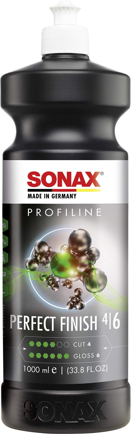 SONAX bottle front view showing label and capacity, clear identification benefit