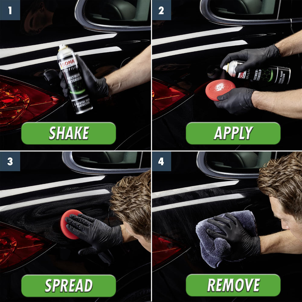 SONAX spray being applied to paint demonstrating easy application