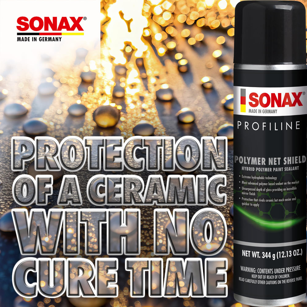 SONAX treated panel with strong water beading repels contaminants