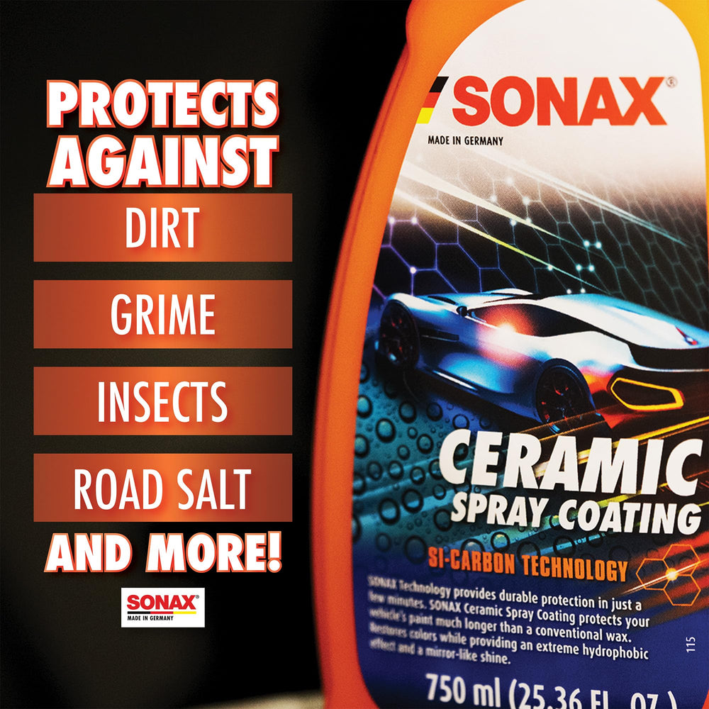 SONAX spray being applied to car paint demonstrating easy application benefit