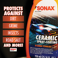 SONAX spray being applied to car paint demonstrating easy application benefit