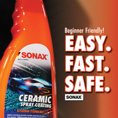 SONAX on wheel showing water beading and easier cleanup benefit