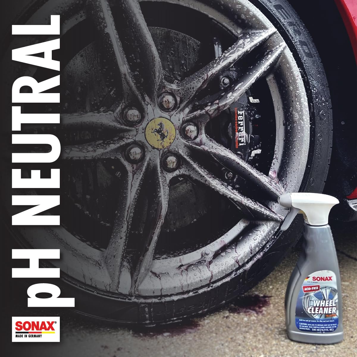SONAX 500 ml bottle held in hand to show size and travel‑friendly convenience
