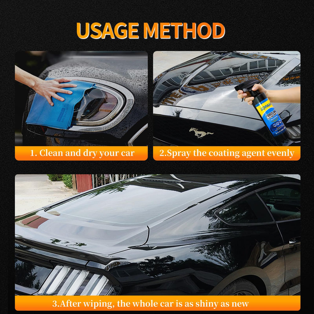 SOPAMI being applied to car door panel delivering quick cleaning and shine