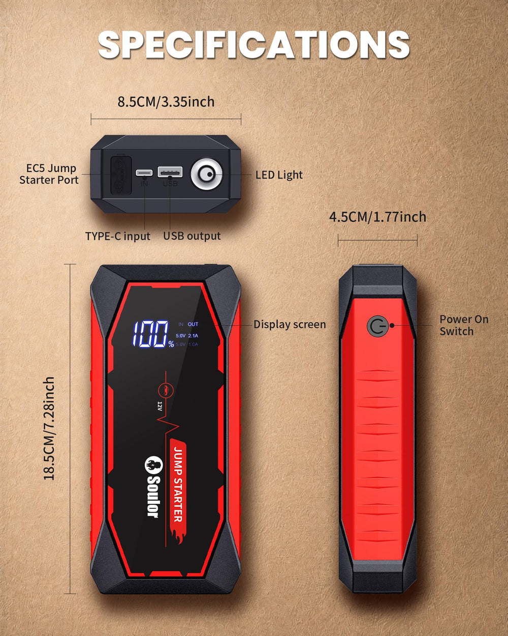 Soulor jump starter stored in glovebox illustrating ready roadside rescue benefit