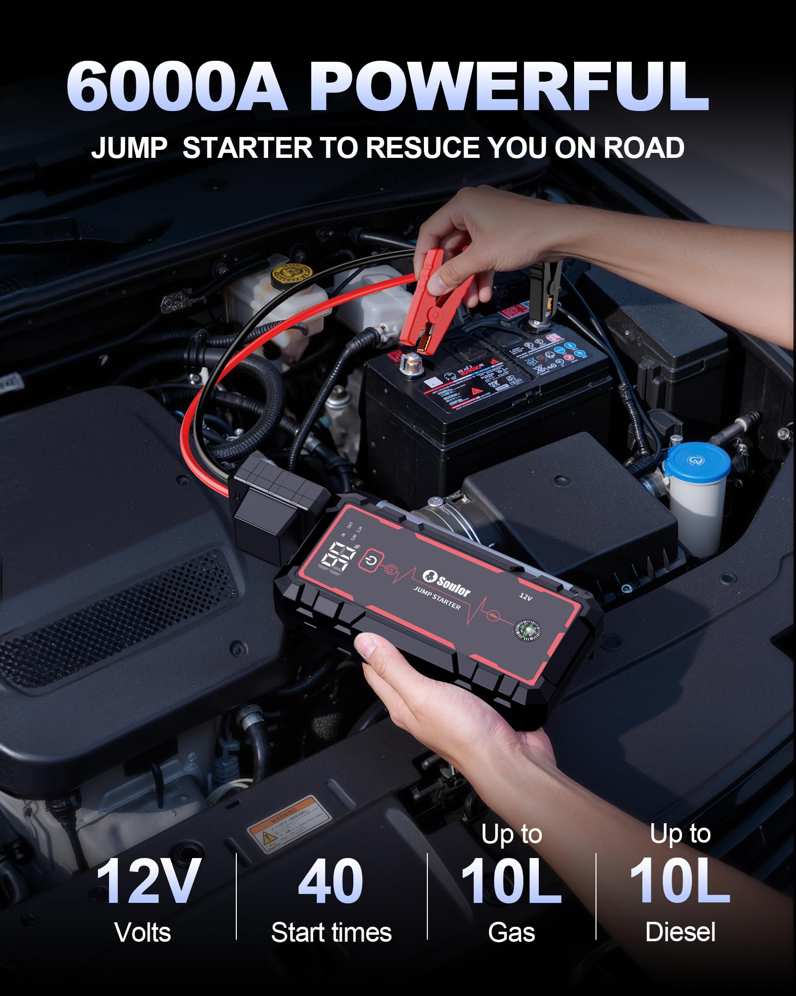 Soulor smart screen display showing battery level for instant status visibility