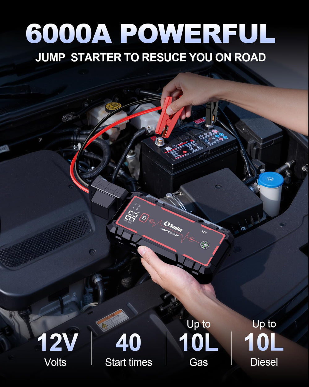 Soulor smart screen display showing battery level for instant status visibility