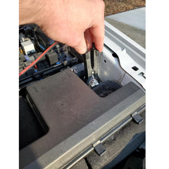Sound Troubleshooting alligator battery clips attached showing secure battery connection