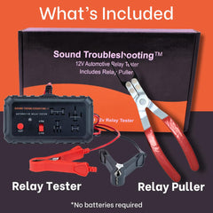 Sound Troubleshooting tester with alligator clips attached, enabling stable battery connection