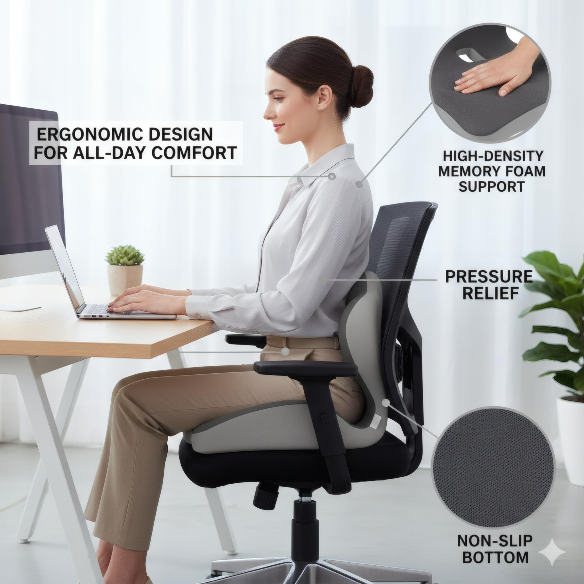 SOWAXGO installed in car seat improving posture and visibility