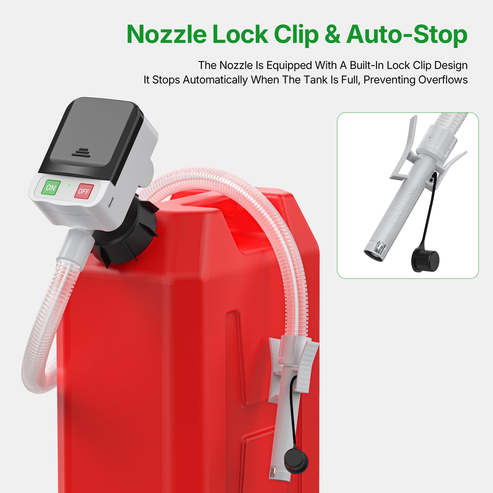 sowhat long hose displayed to show deep-can reach and easy transfer