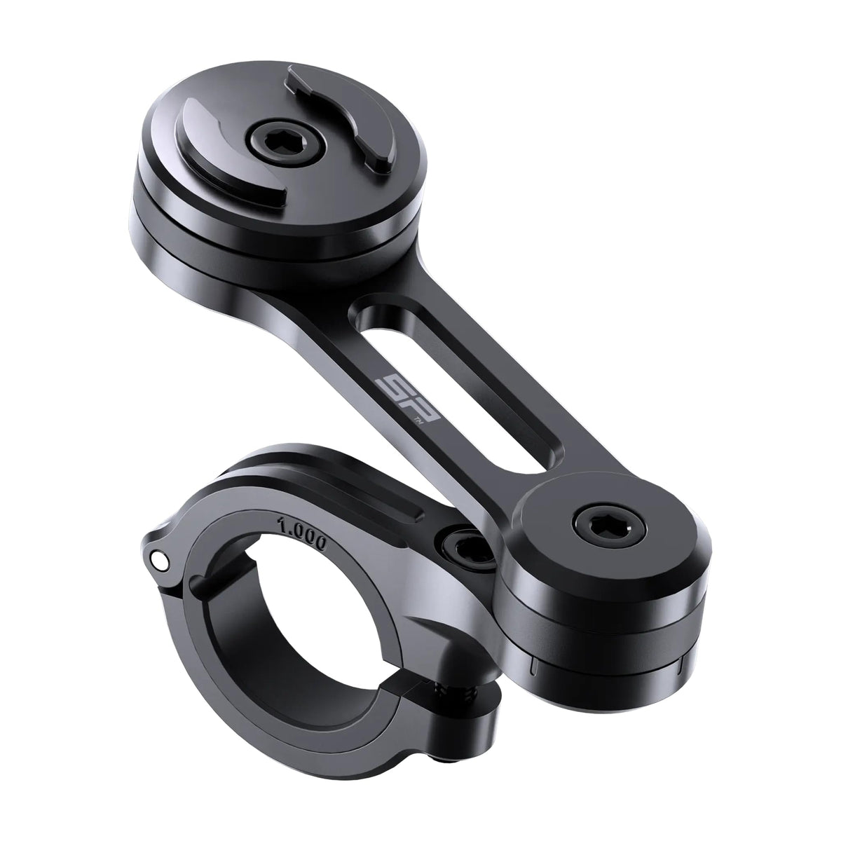 SP CONNECT Moto Mount Pro front view showing durable aluminum construction and clean finish