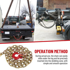 SPARKWHIZ chain sliding under a log with probe assistance showing faster placement benefit