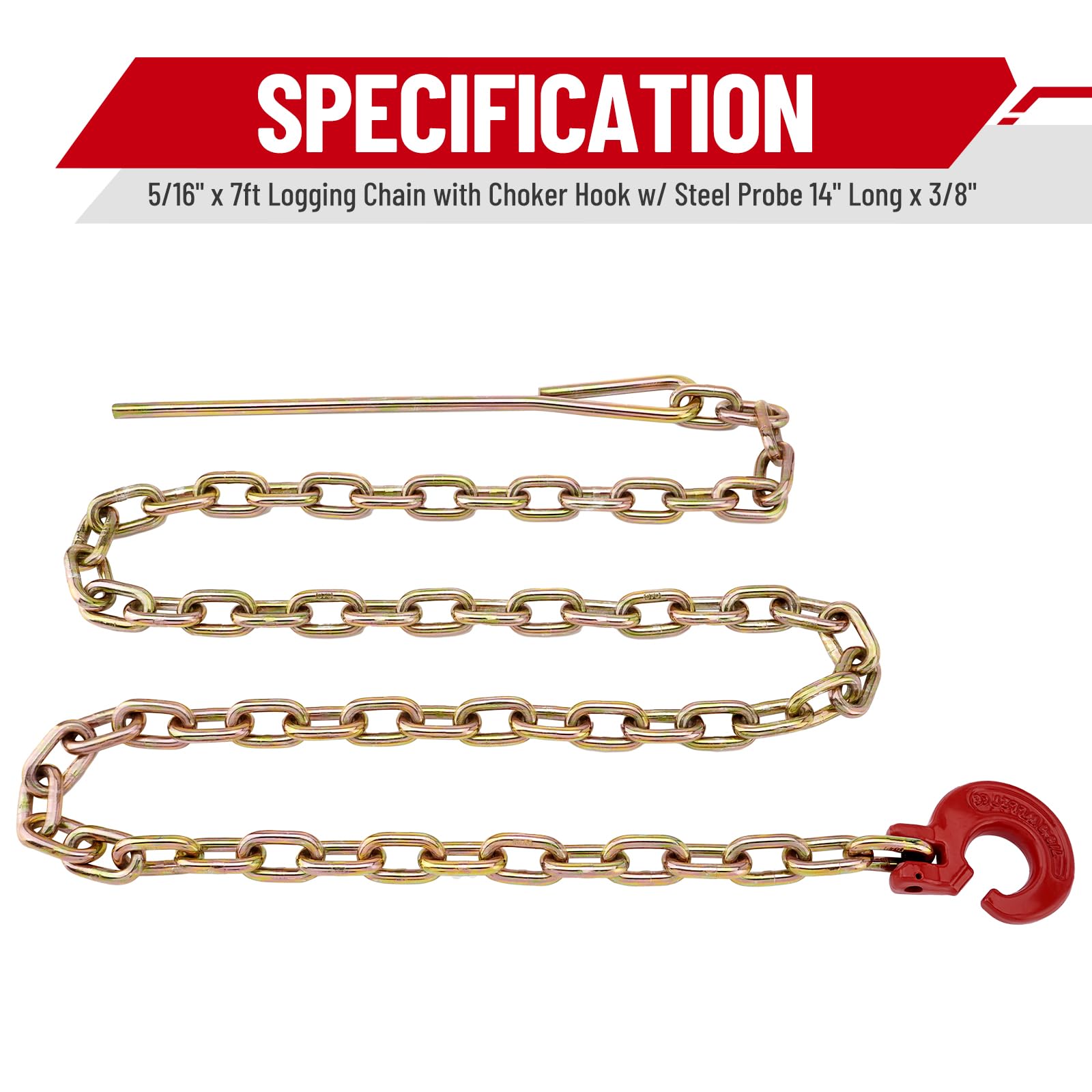 SPARKWHIZ chain next to measuring tape illustrating 7ft length for accurate size reference
