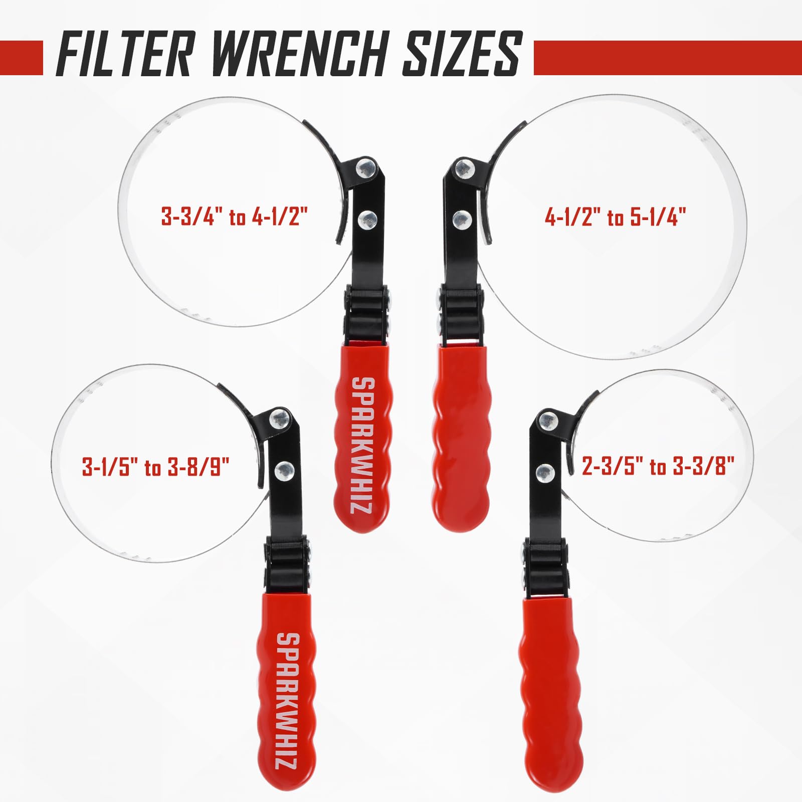 SPARKWHIZ wrench engaged removing an oil filter demonstrating secure, even grip