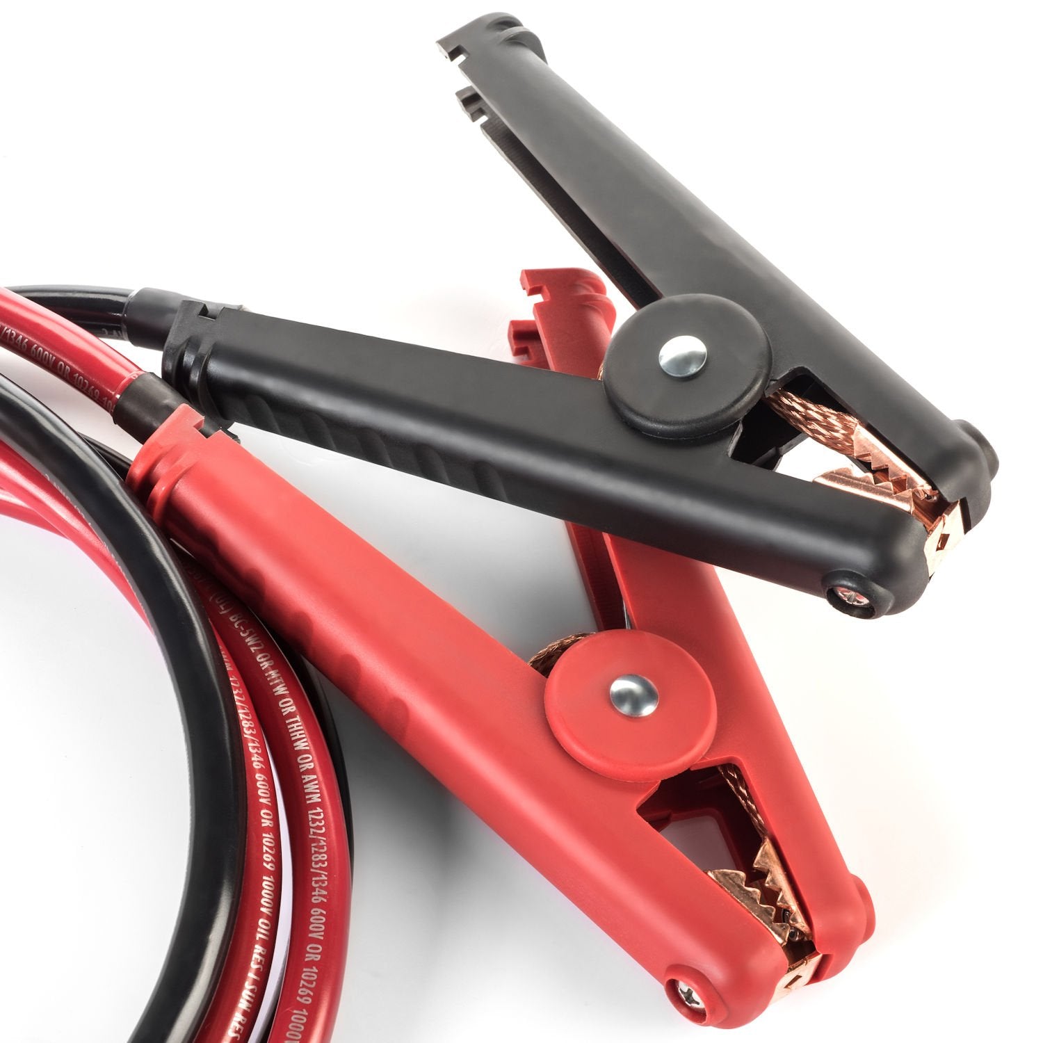 Spartan Power close-up of serrated copper alligator jaws for strong electrical contact