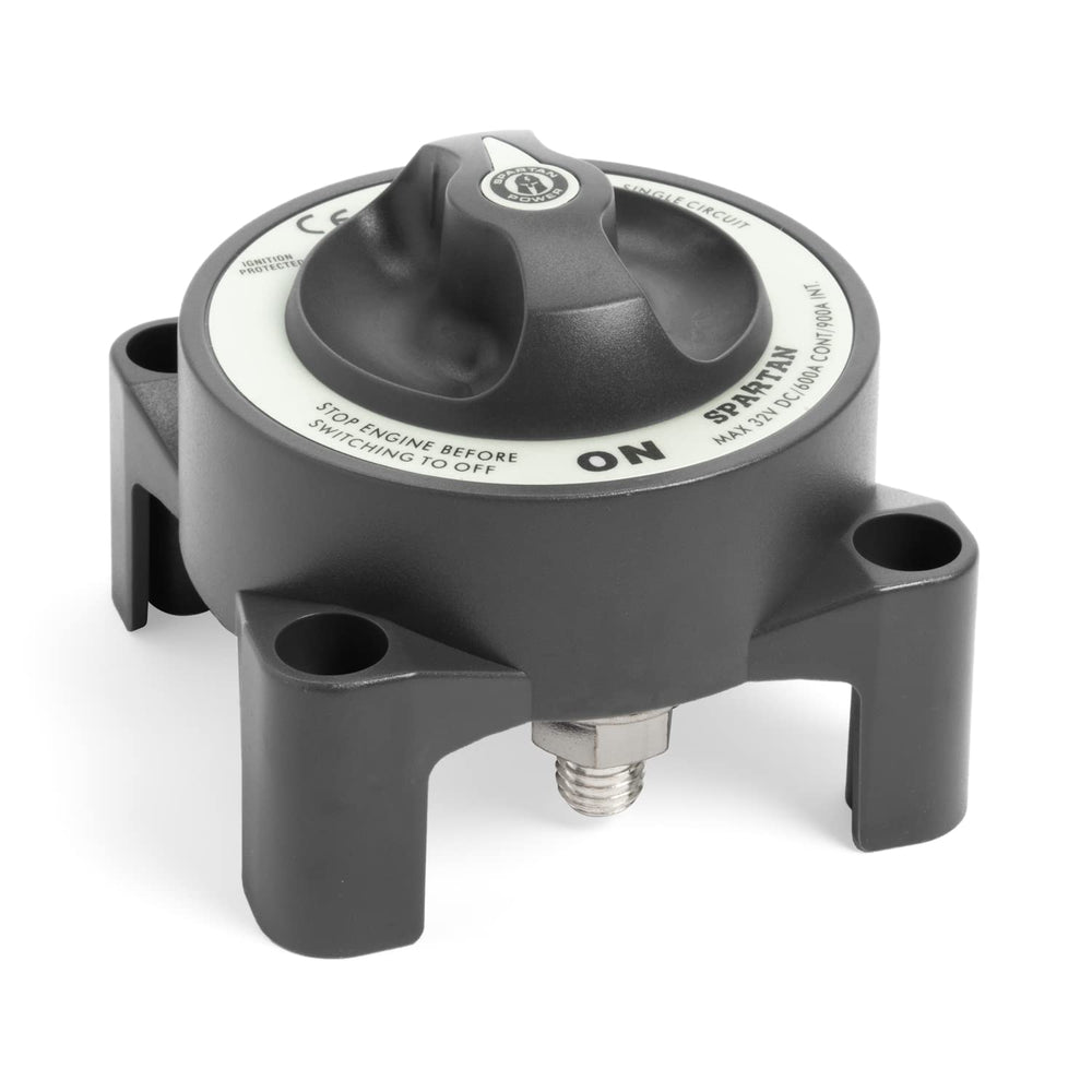 Spartan Power installed on a boat battery compartment demonstrating safe ignition-protected placement