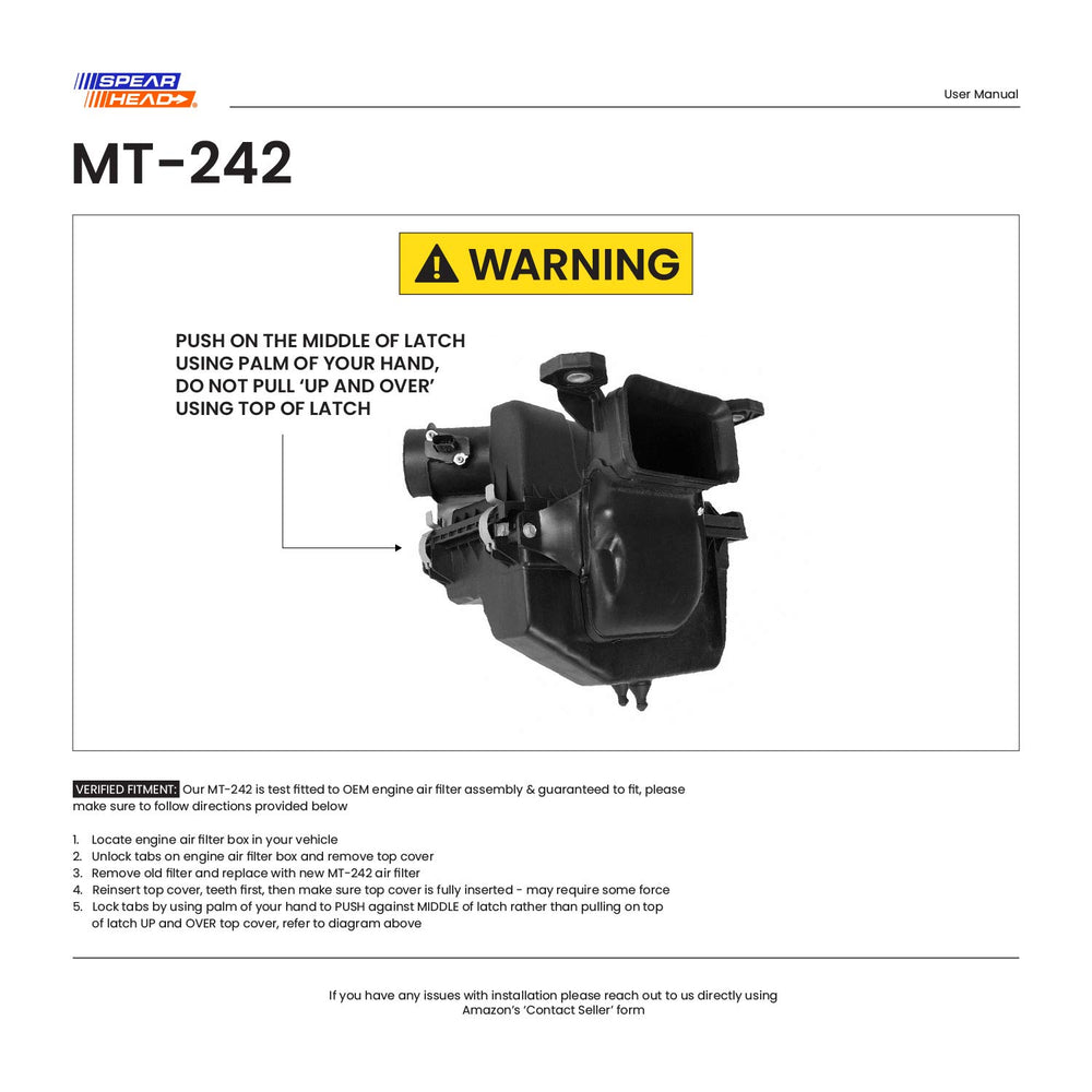 SPEARHEAD labeled edge showing model number and quick identification benefit