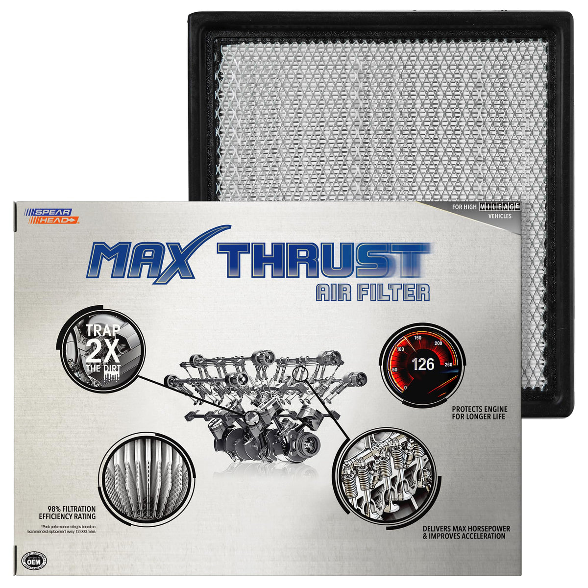 SPEARHEAD front packaging showing MT-262, clear OEM-fit identification and convenience