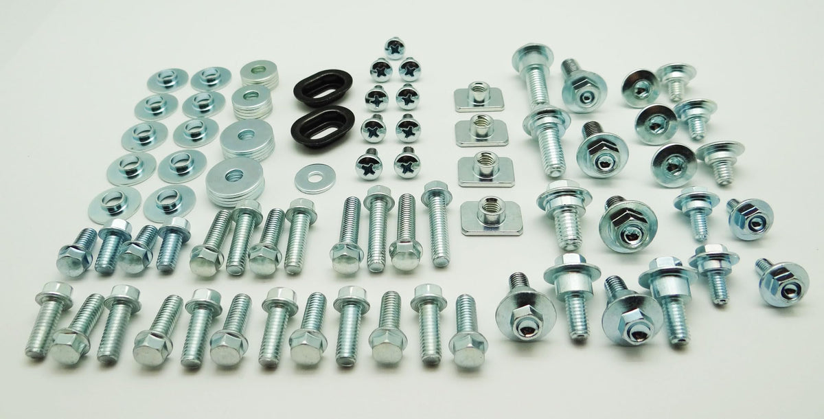 Specbolt kit front packaging showing complete 90-piece CRF fastener set and contents benefit