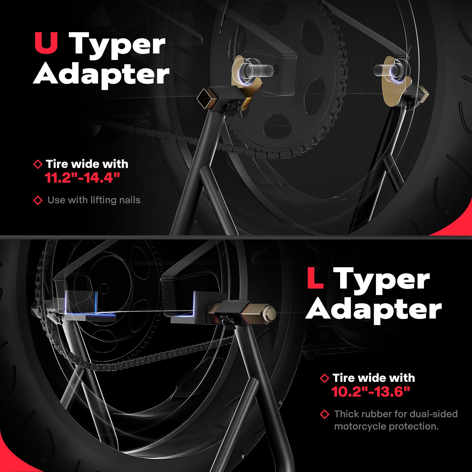 SPECSTAR adjustable fork head detail highlighting fit options for different bikes