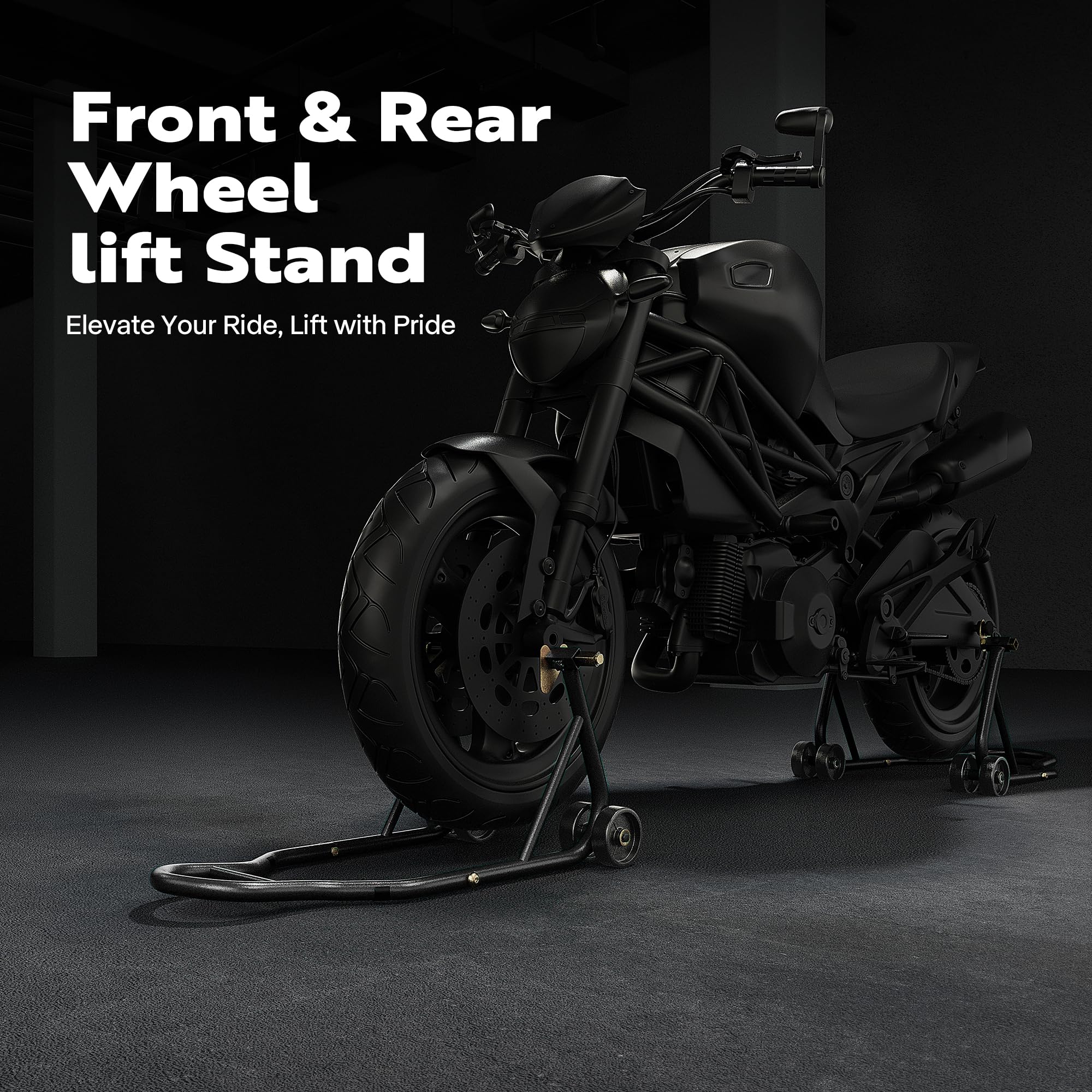 SPECSTAR rear stand full view demonstrating stable support for rear wheel maintenance