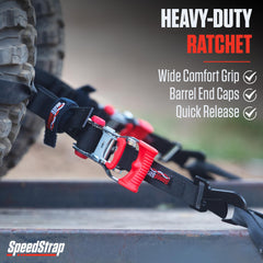 SpeedStrap close-up ratchet mechanism, demonstrates durable steel construction