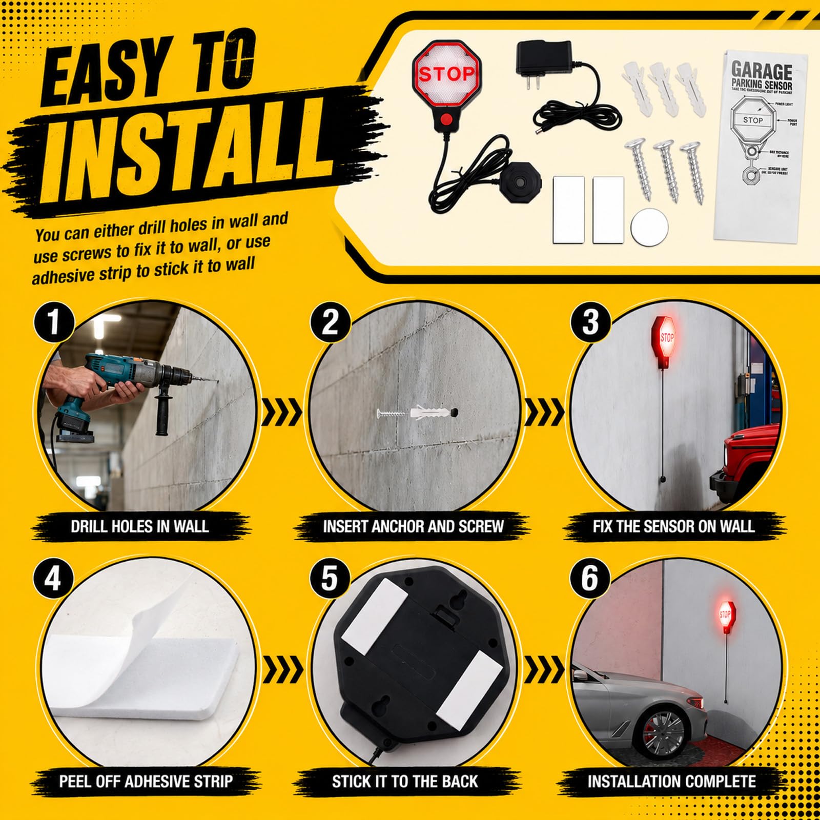 SPGICRM included accessories layout with screws anchors USB cable and strips