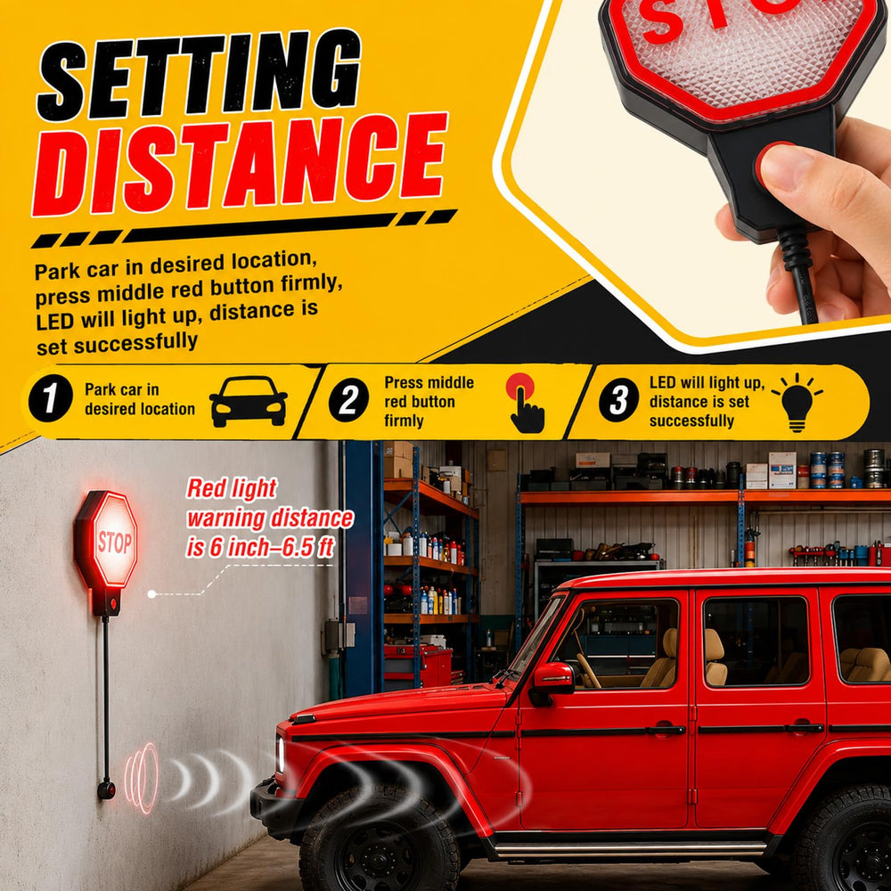 SPGICRM sensor guiding a car into a garage for consistent stop accuracy