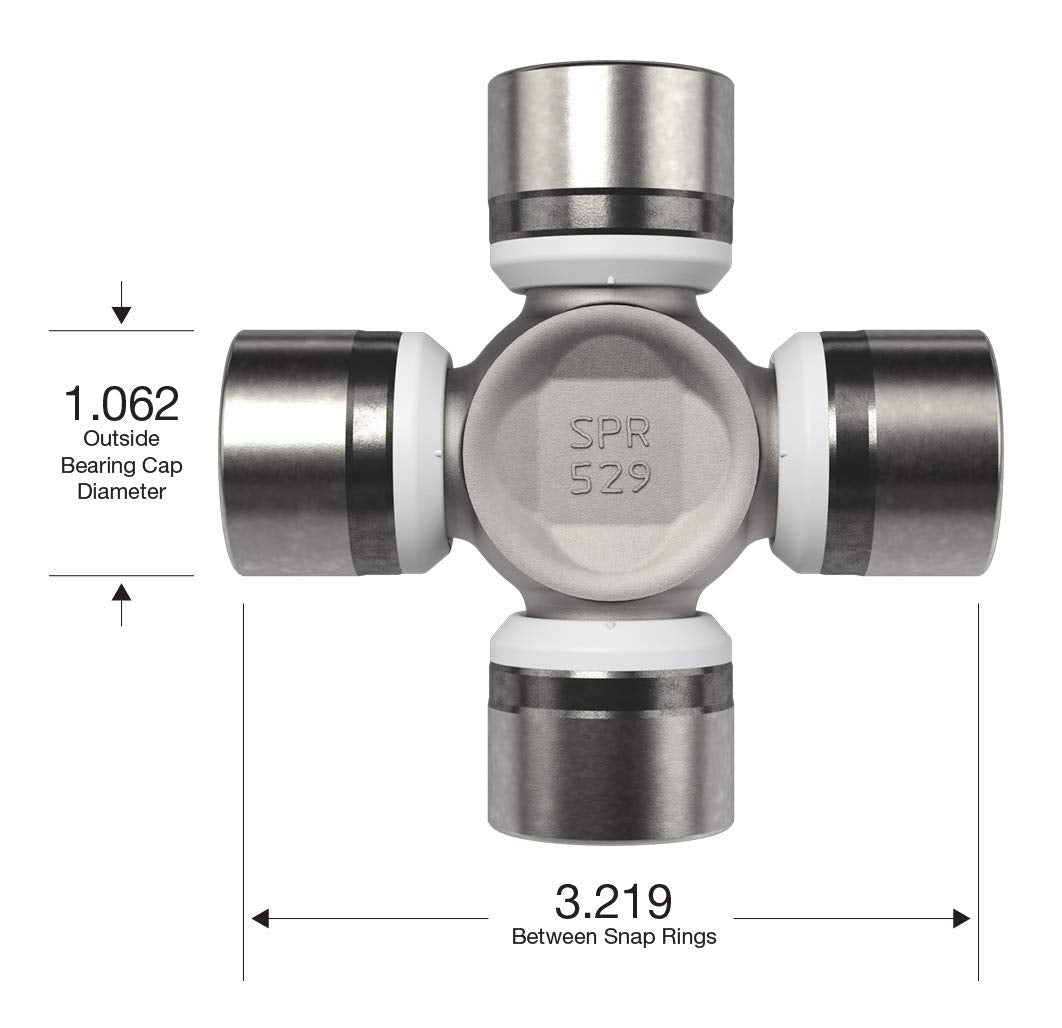 Spicer u-joint close-up of bearings indicating durable Spicer Life construction