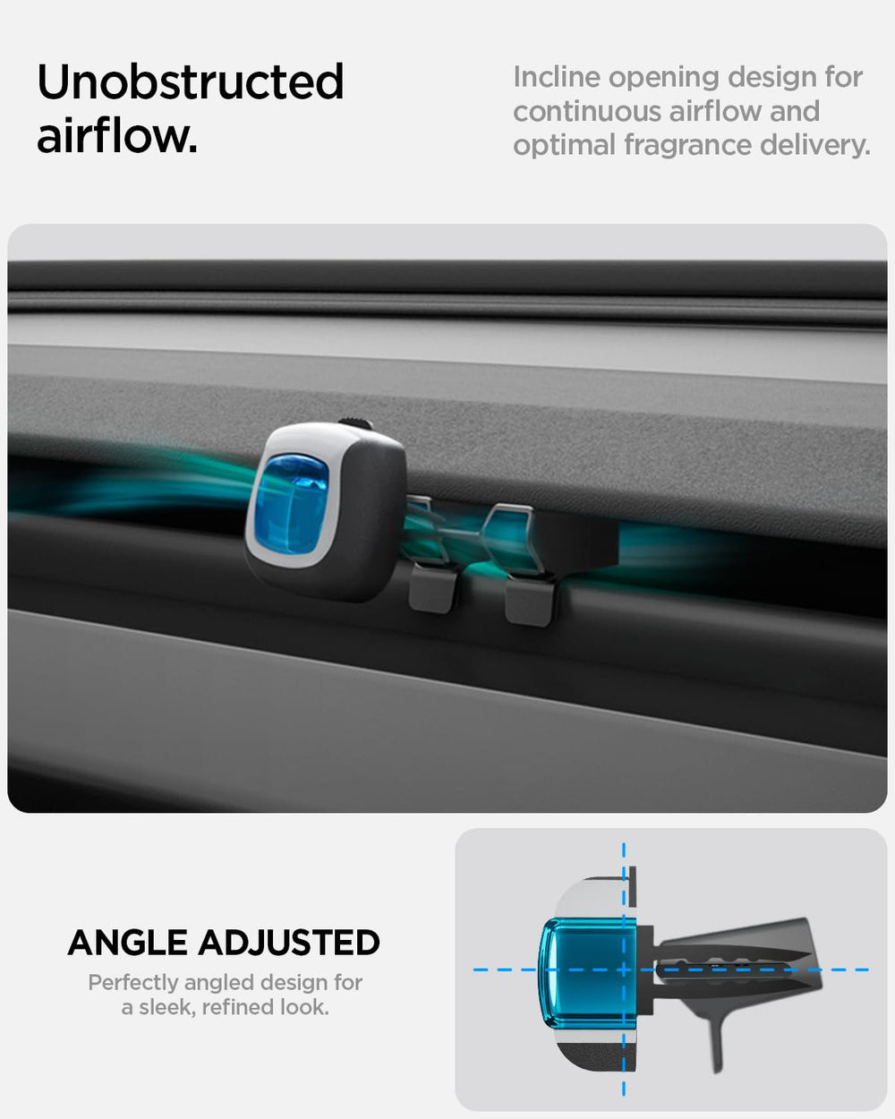 Spigen adapter shown with a scent pod demonstrating easy attachment benefit