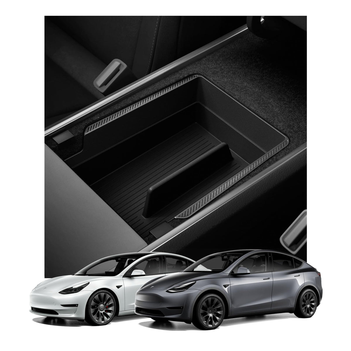 Spigen armrest organizer front view showing neat storage and improved access