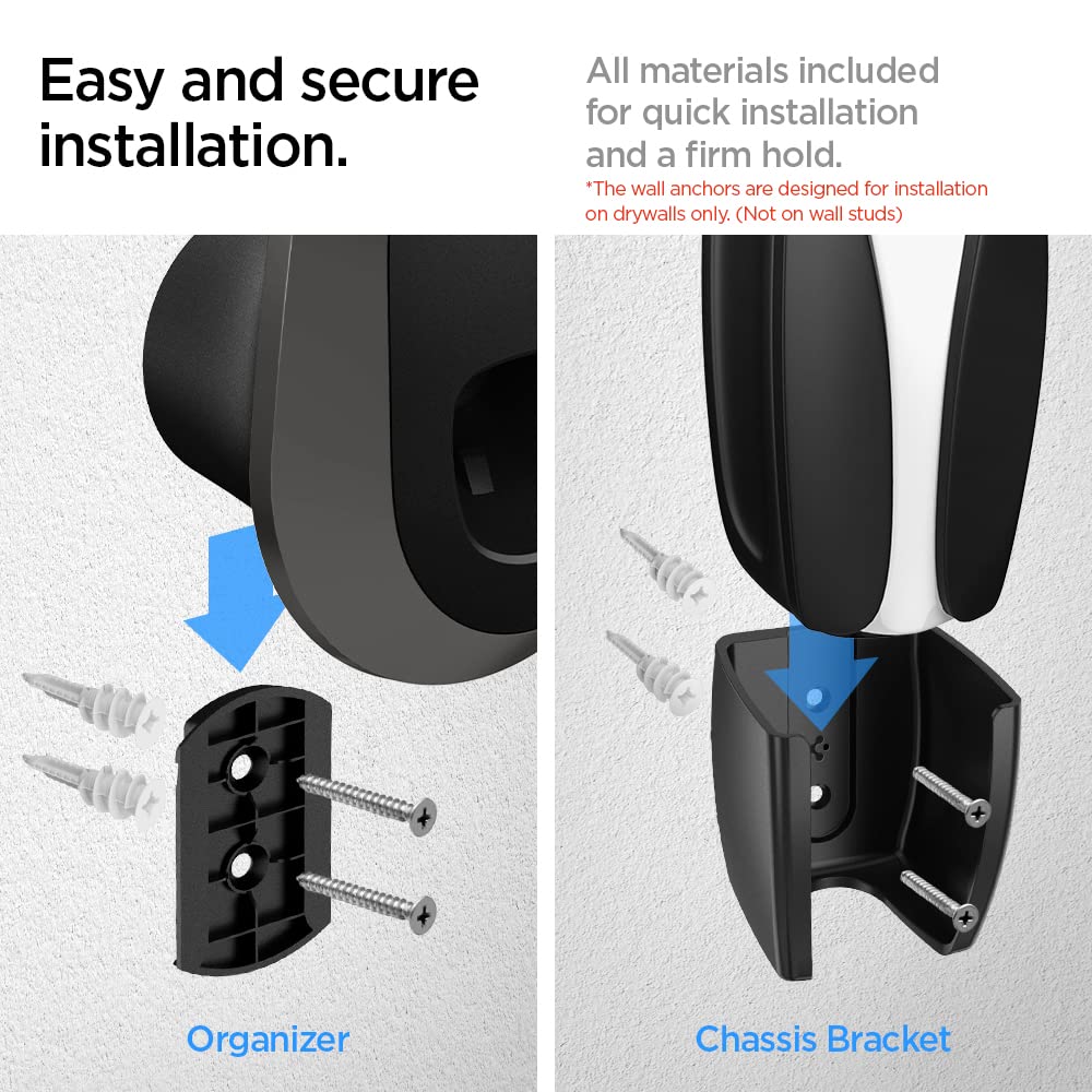 Spigen Bespoke installed in garage lifestyle shot showing clutter-free charging area benefit