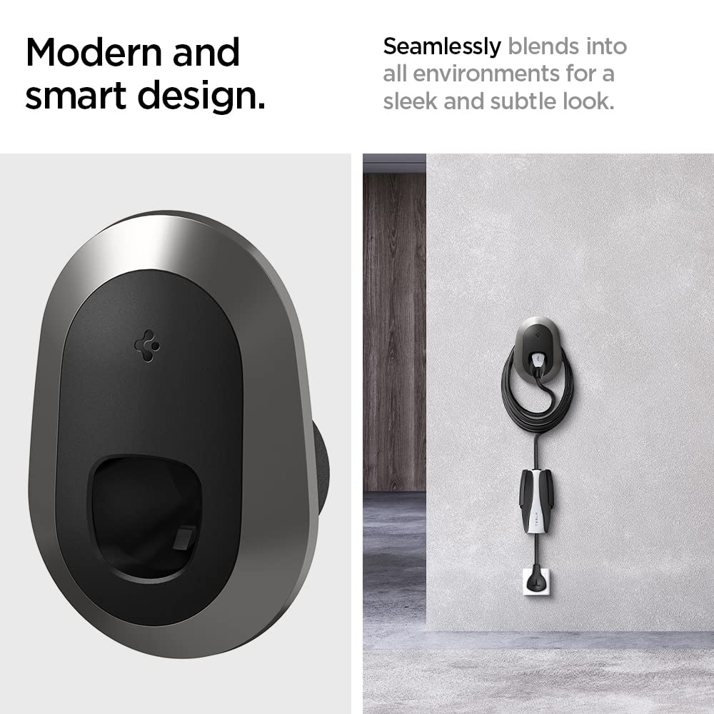 Spigen Bespoke mounted with Tesla connector demonstrating secure click-in holding benefit