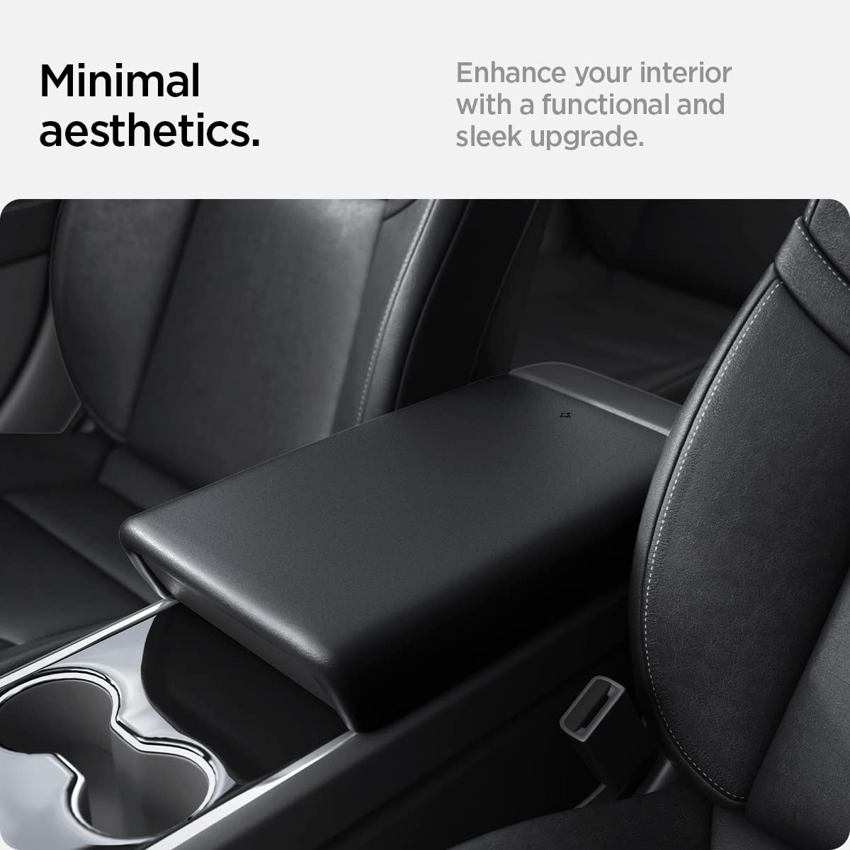 Spigen installed cover in Tesla interior restoring factory look