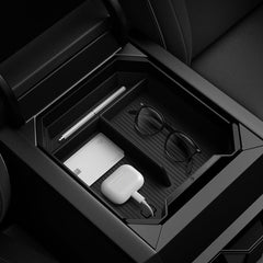 Spigen front view of center console organizer showing tidy compartments and secure fit