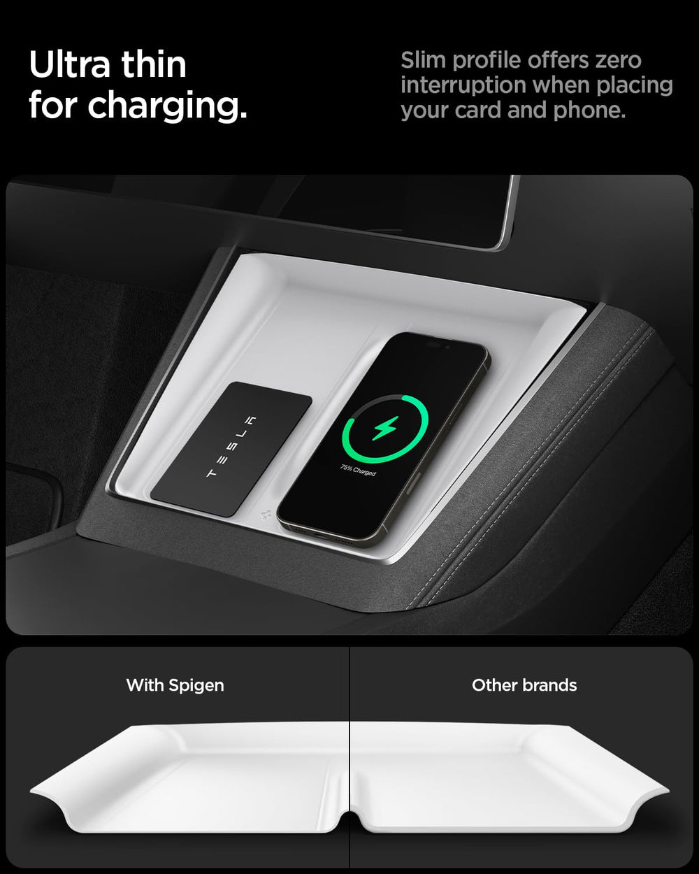 Spigen side profile highlighting 0.8mm charging zone thinness