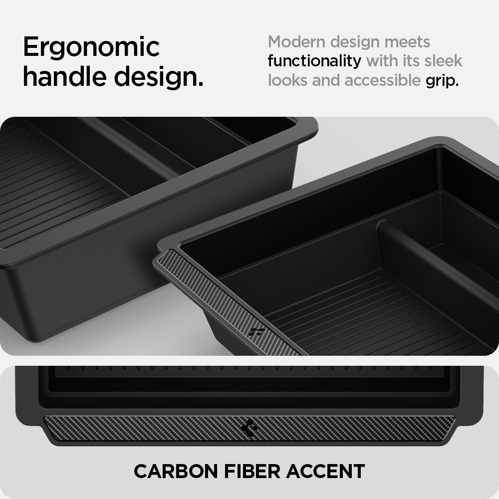 Spigen organizer next to phone for scale showing compact, efficient storage