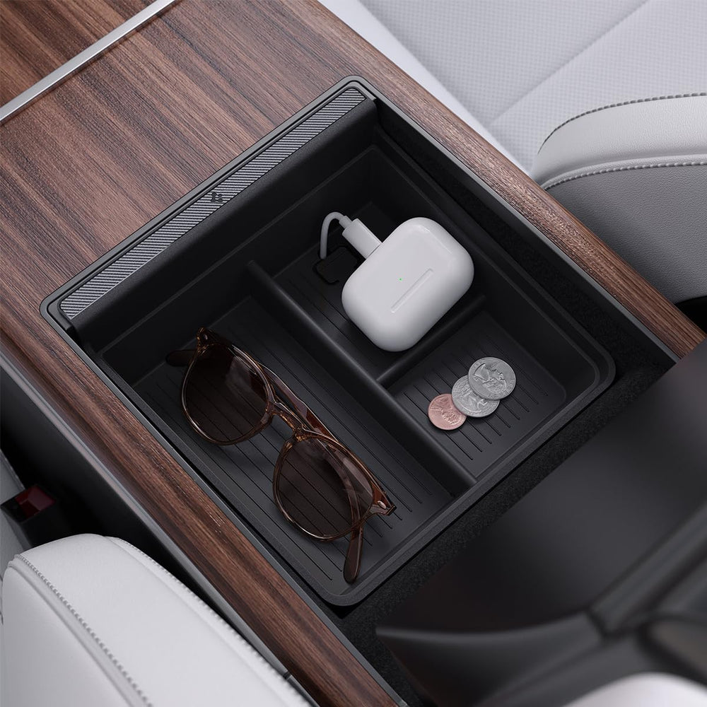Spigen front view of console tray showing neat storage and better organization