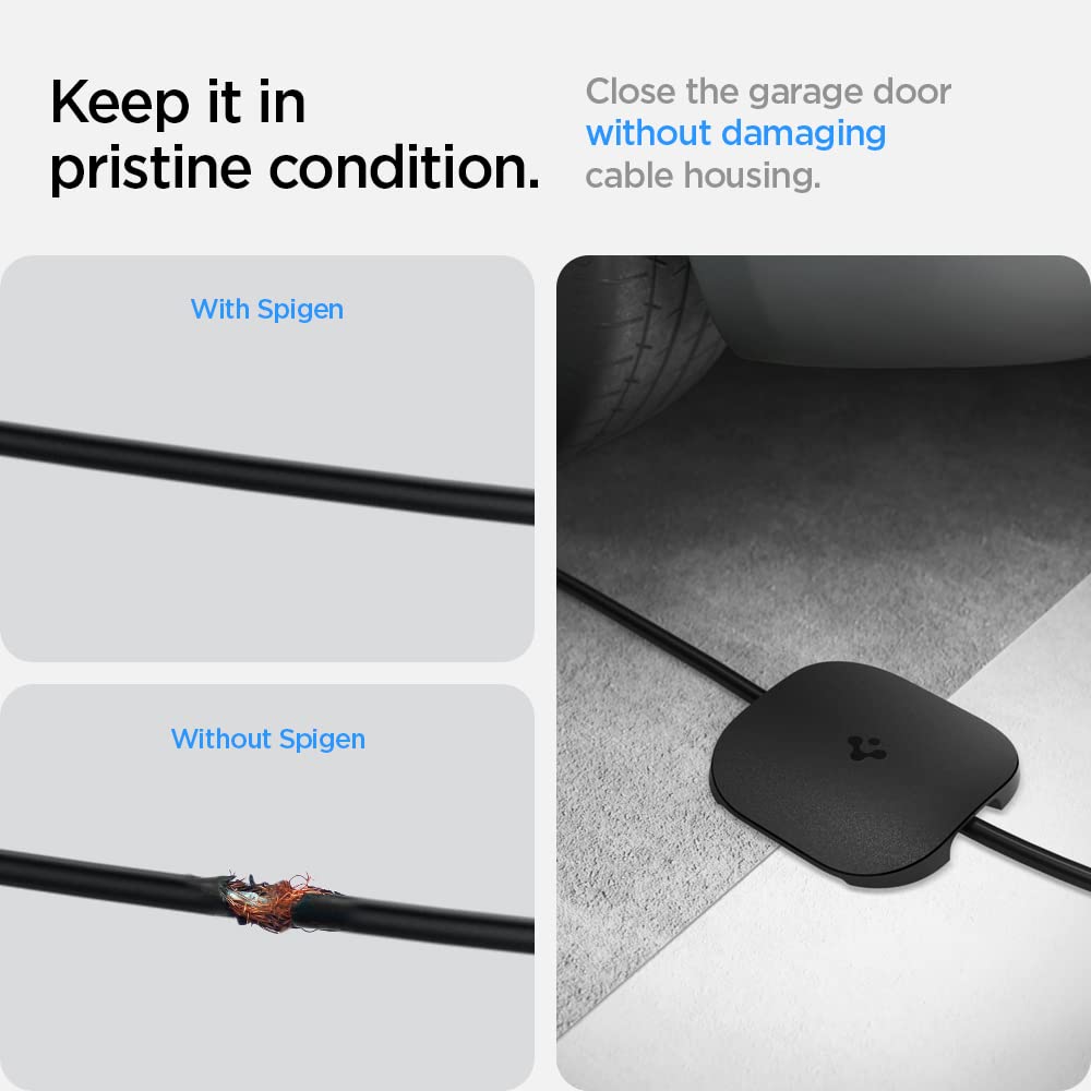 Spigen protector installed with Tesla Mobile Connector showing cable protection