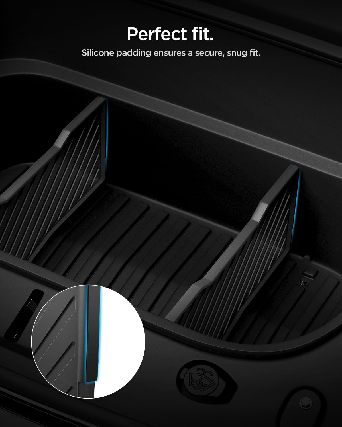 Spigen divider next to ruler to show scale and fit in frunk