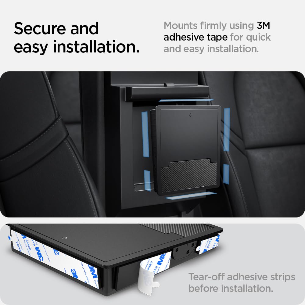 Spigen storage box in Tesla interior lifestyle shot improving cabin organization